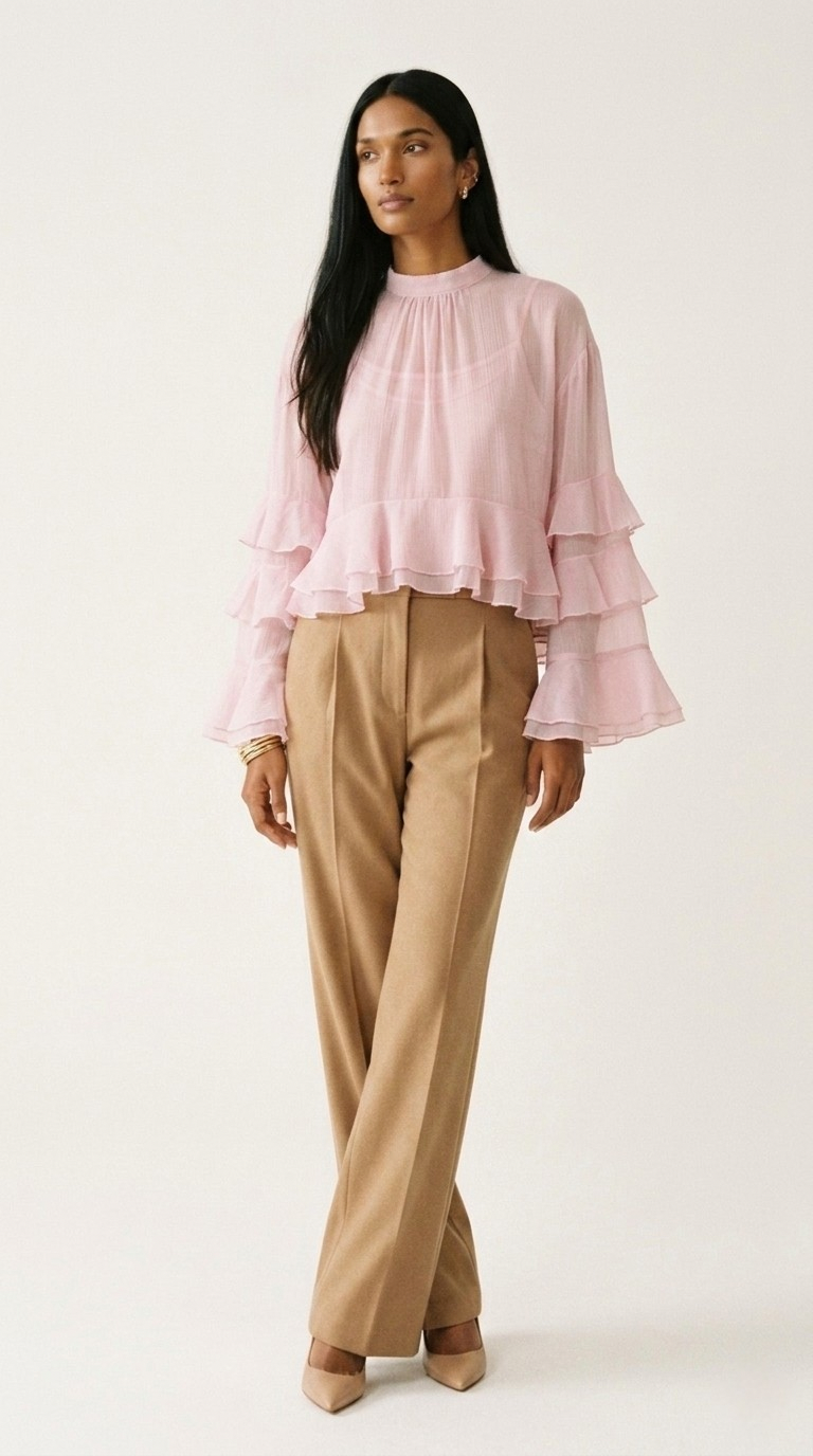 Volière Ruffle Chiffon Blouse