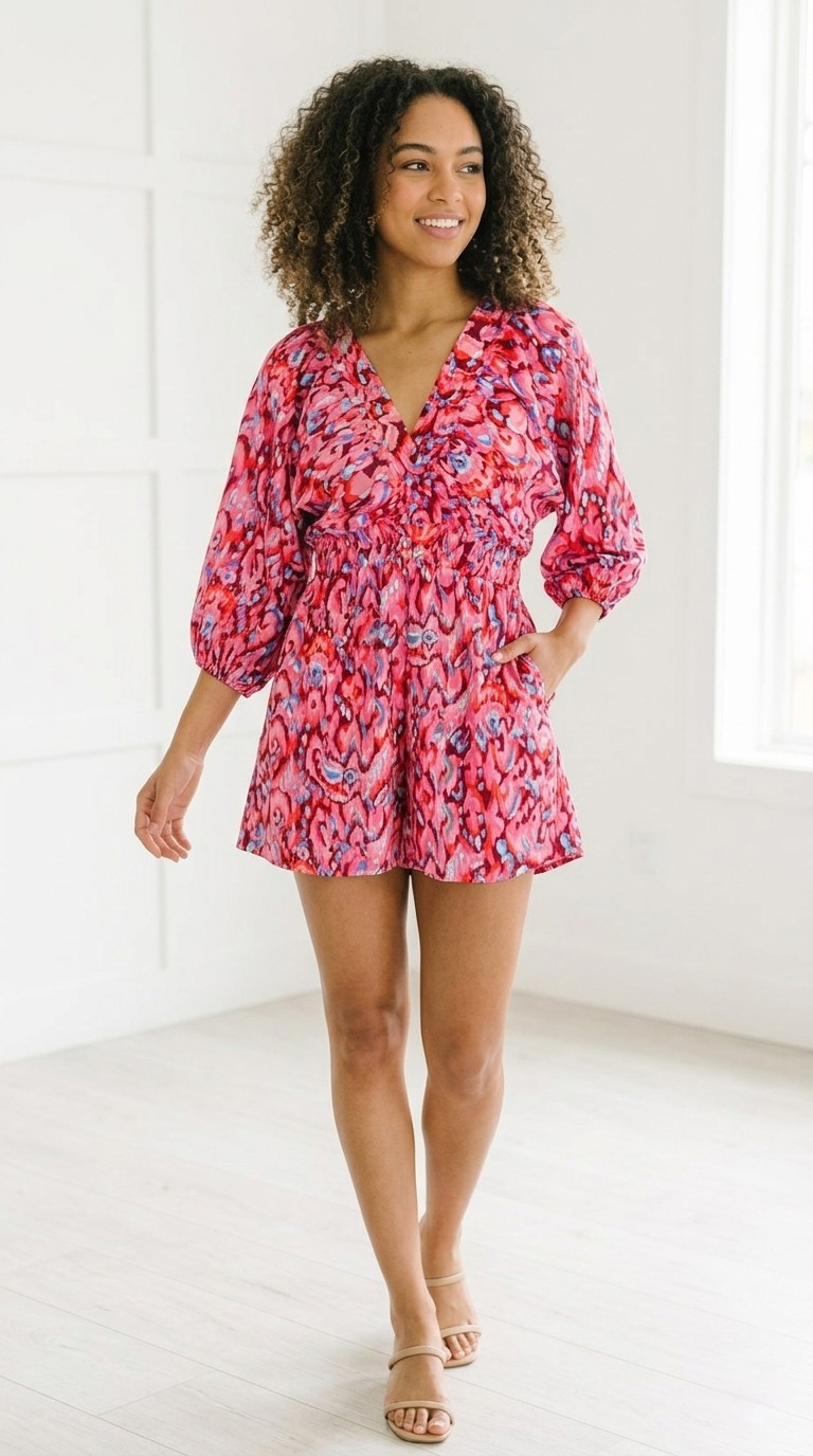 Remous Abstract Print Romper