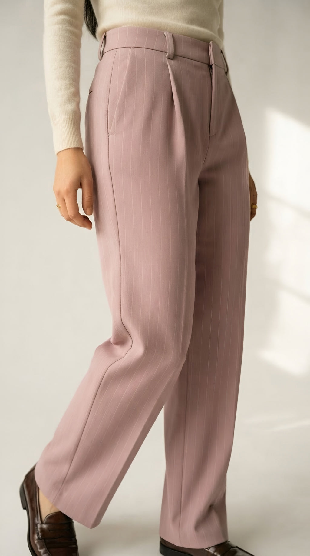 Brume Stripe Wide Leg Pleated Trousers