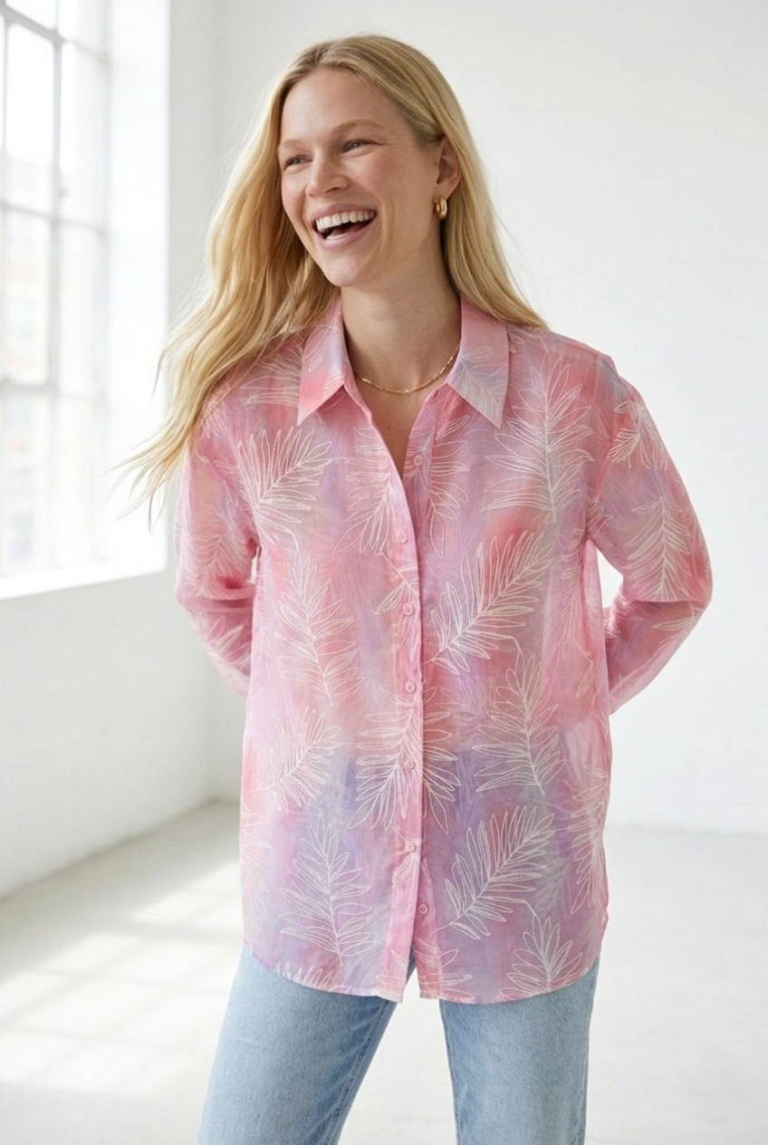 Palmiste Sheer Leaf Print Shirt