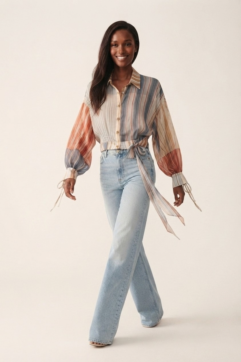 Irisé Stripe Chiffon Blouse