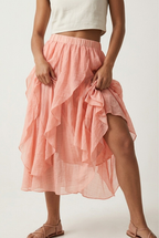 Celeste Ruffle Tiered Asymmetrical Midi Skirt