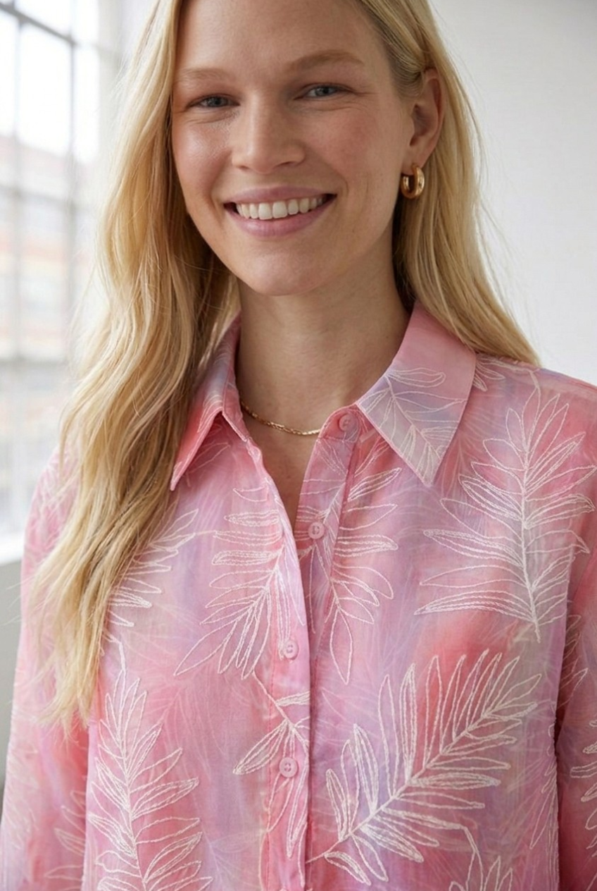 Palmiste Sheer Leaf Print Shirt