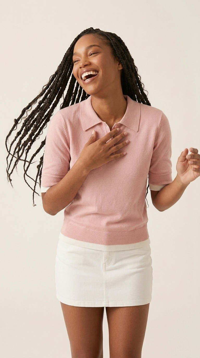 Passepoil Polo Knit Top