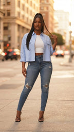 Bouton Cropped Pocket Shirt