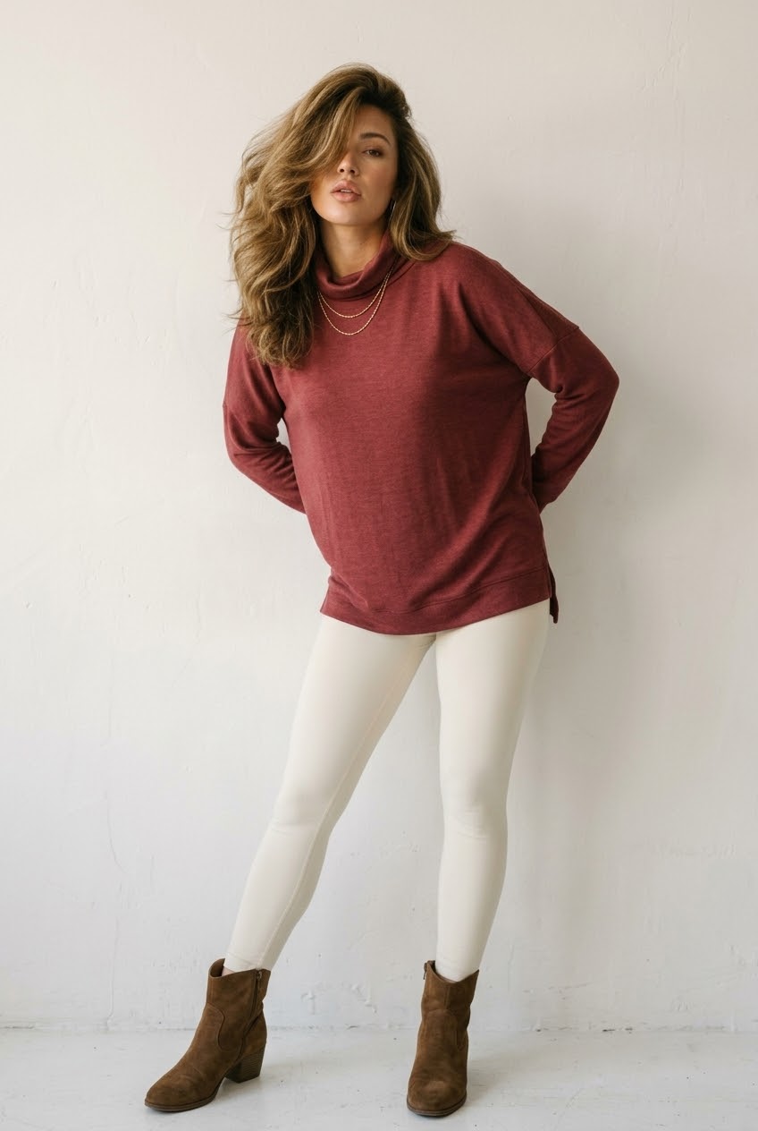 Détente Wine Cowl Neck Pullover