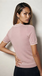 Fil Fine Knit Contrast Trim Sweater