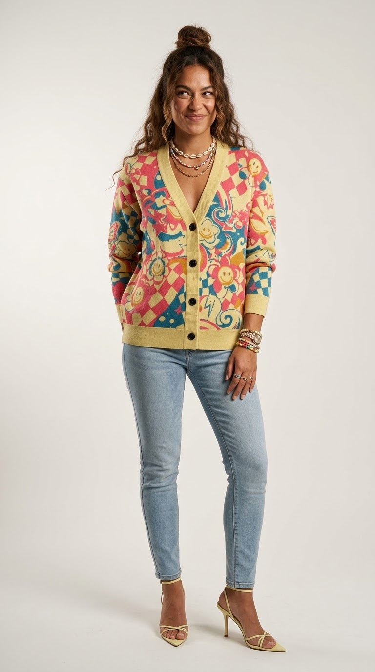 Bazart Jacquard Knit Cardigan