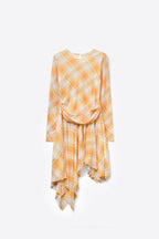 Celeste Mesh Plaid Asymmetrical Dress