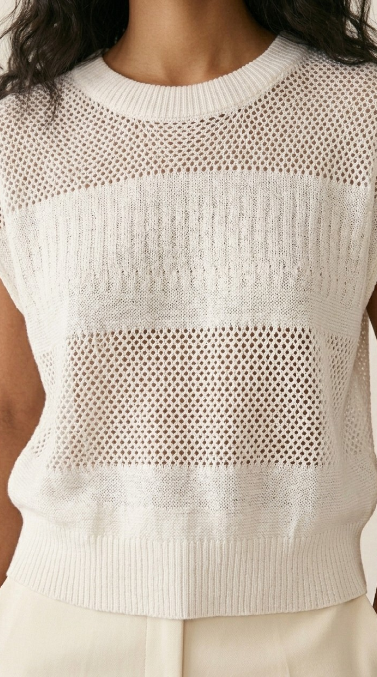 Treillis Cap Sleeve Sweater