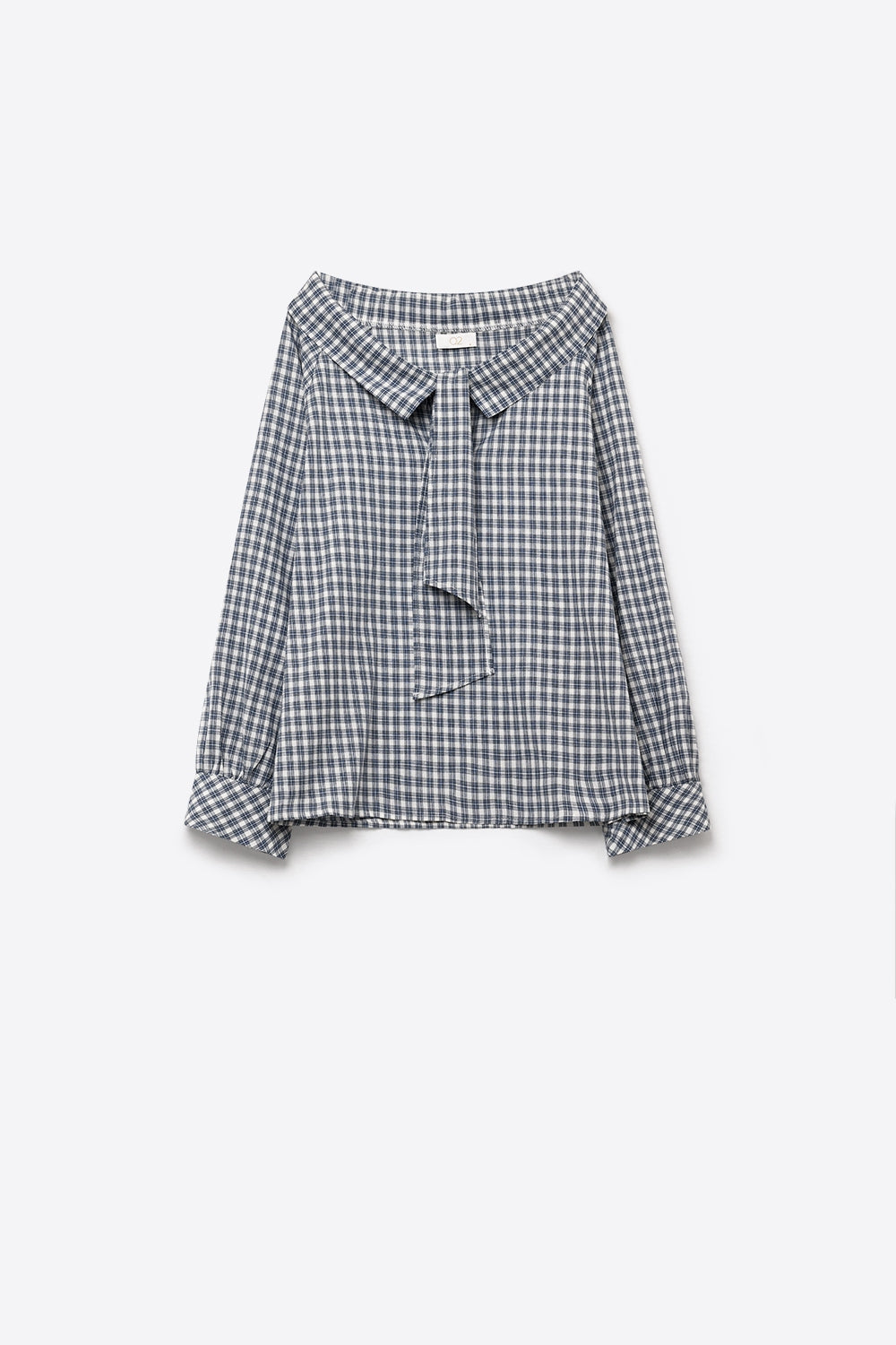 Carreaux Tie Neck Blouse