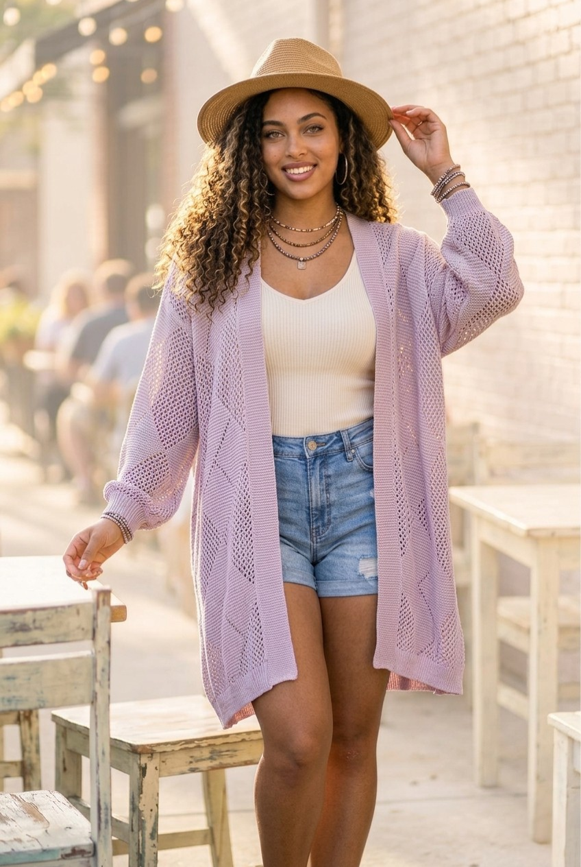 Lianne Crochet Argyle Cardigan