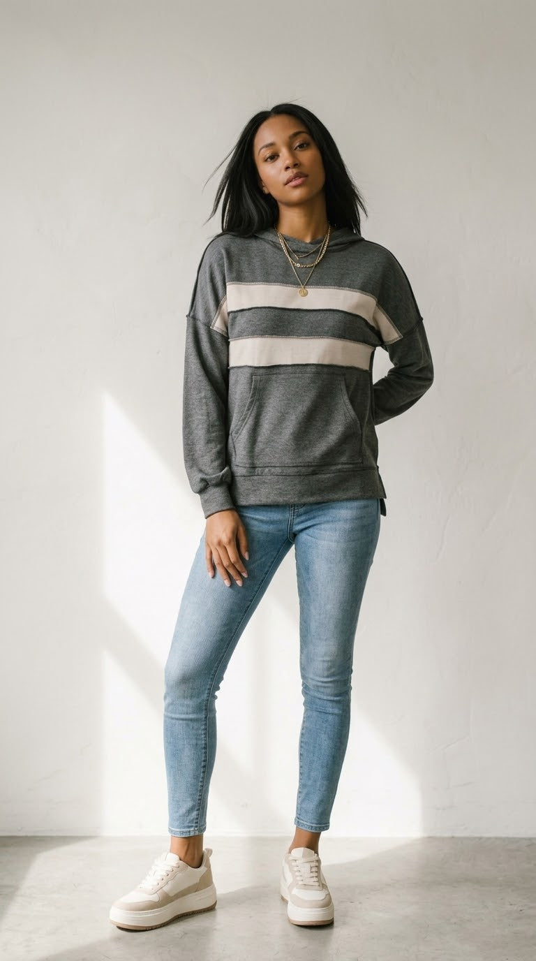 Bicolore Colorblock Pullover Hoodie