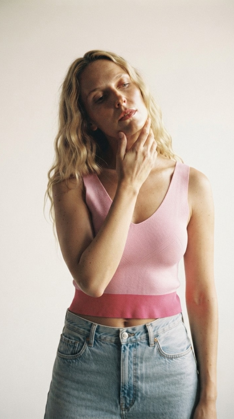 Bordure Contrast Hem Tank