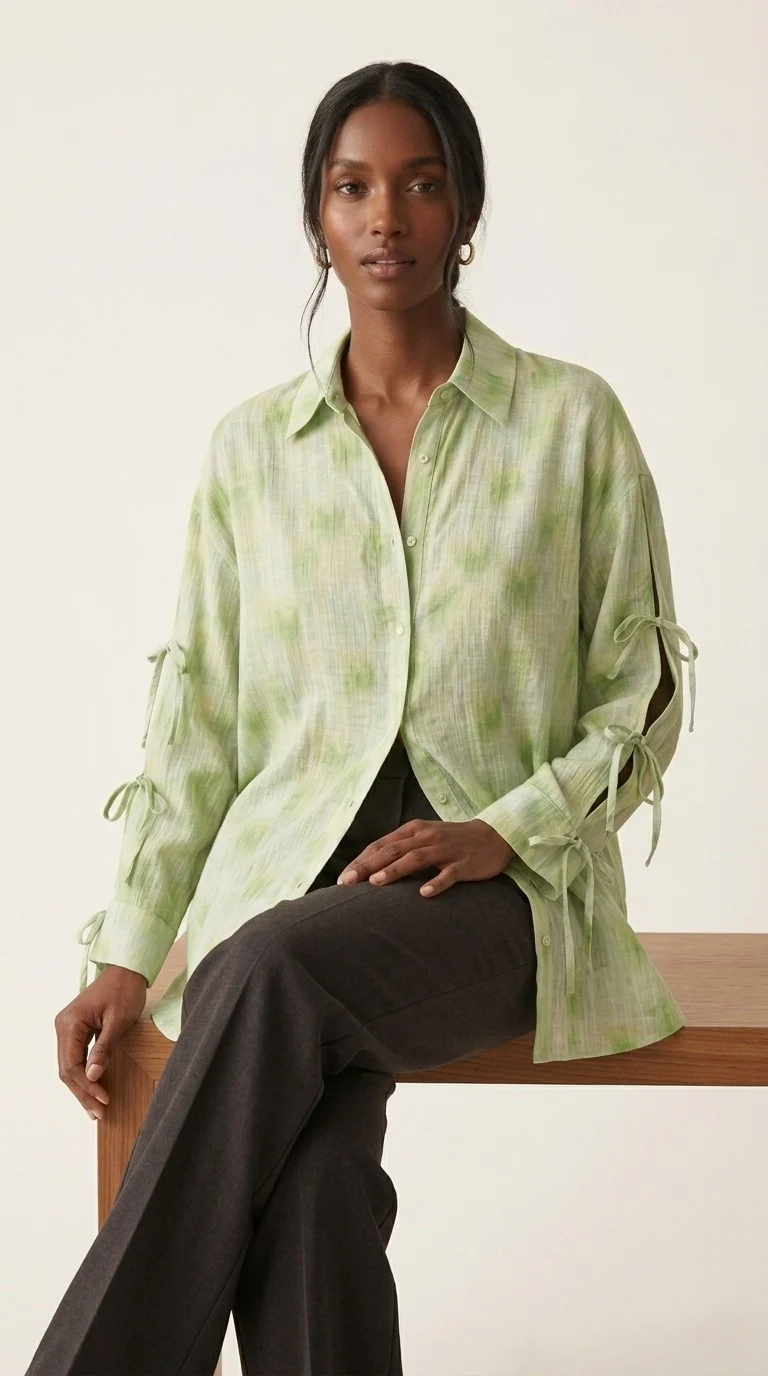 Aquarelle Tie Sleeve Blouse
