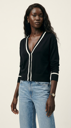 Contour Black Contrast Trim Cardigan