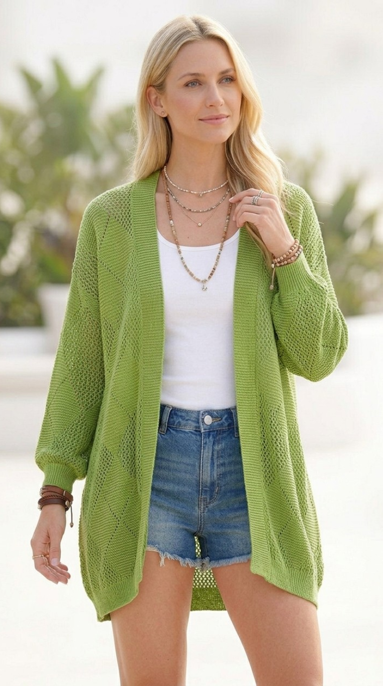 Lianne Crochet Argyle Cardigan
