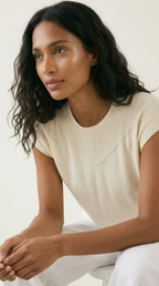 Nervuré Cream Cap Sleeve Knit Sweater