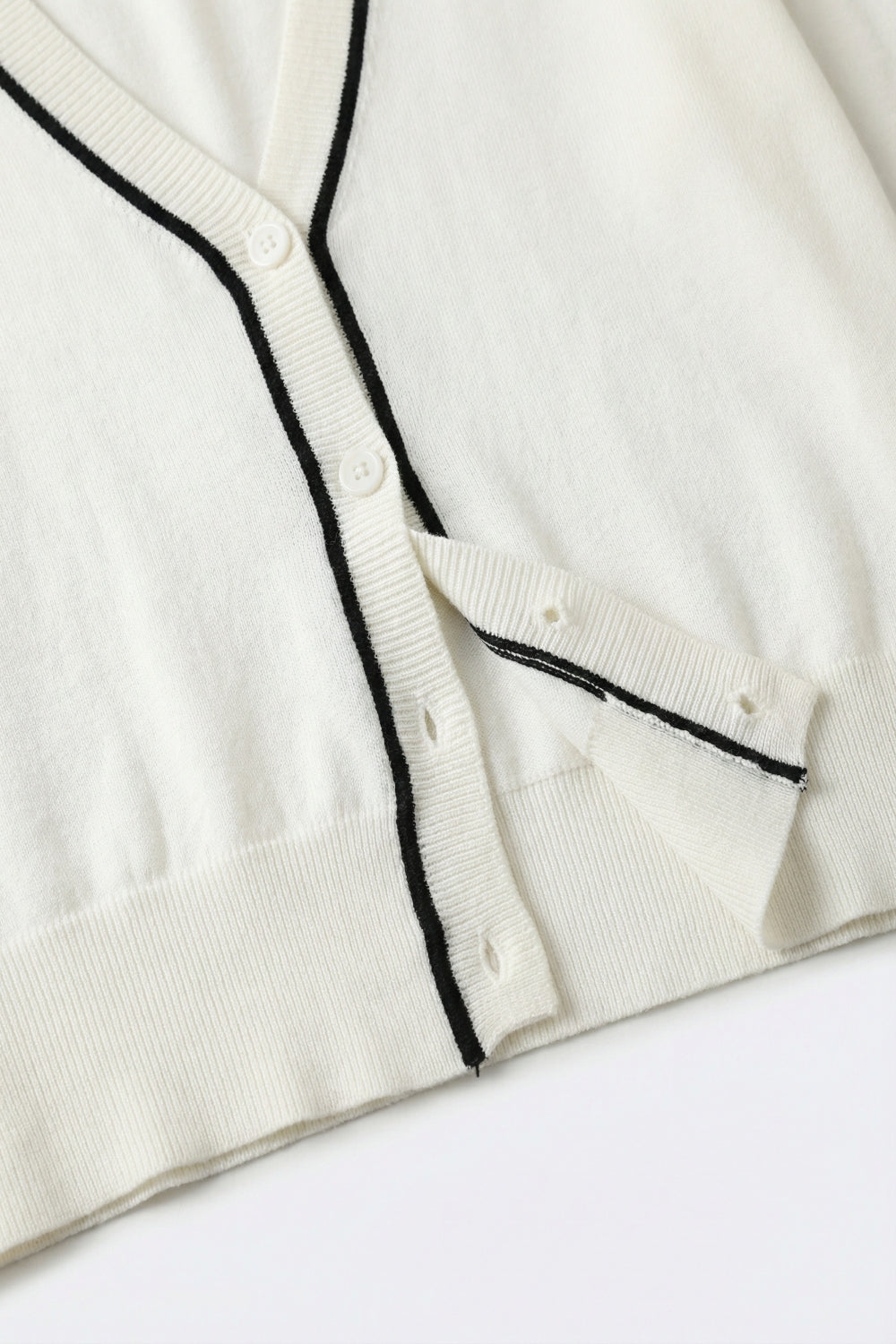 Contour White Contrast Trim Cardigan