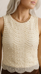 Nacre Beaded Scallop Blouse