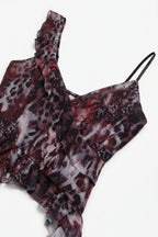 Féroce Asymmetric Ruffle Mesh Crop Top