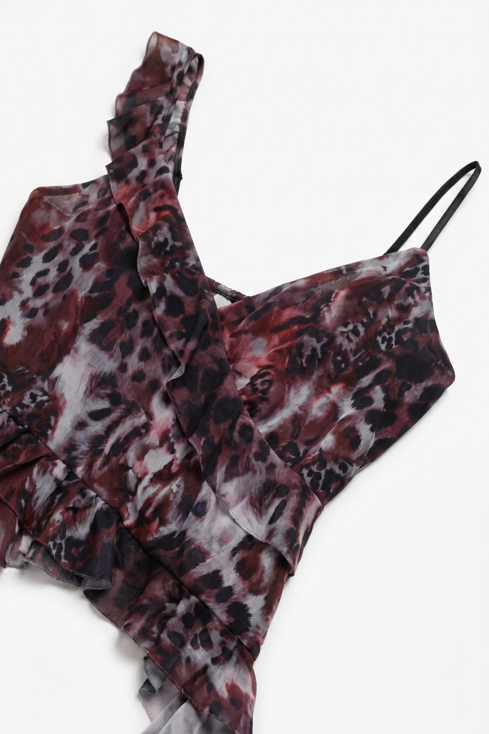 Féroce Asymmetric Ruffle Mesh Crop Top