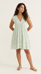Feuille Mint Lurex Babydoll Dress