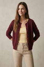 Grenat Button Front Cardigan