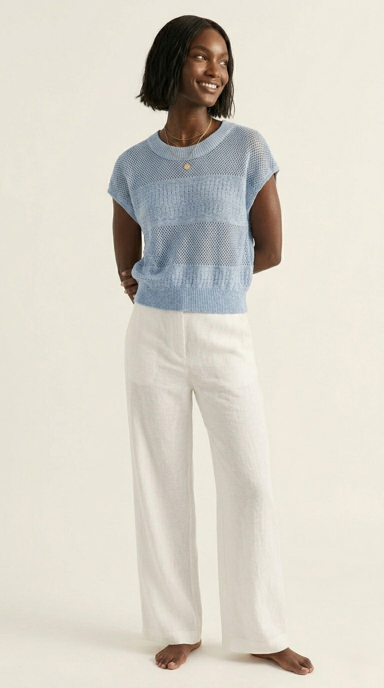 Treillis Cap Sleeve Sweater