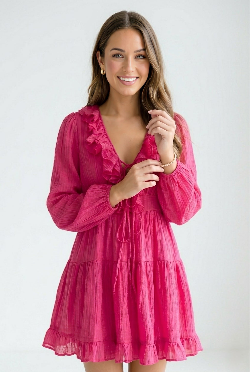 Framboise Ruffle Chiffon Mini Dress