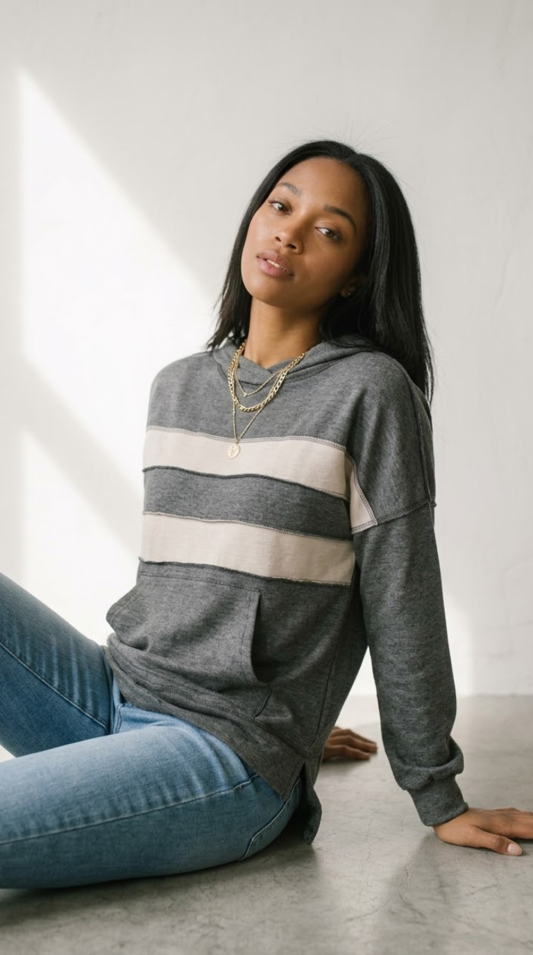 Bicolore Colorblock Pullover Hoodie