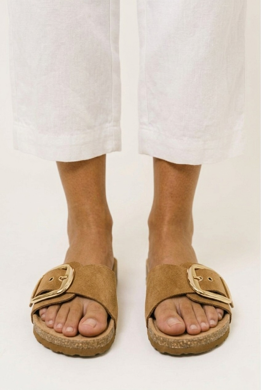 Sable Slip-On Buckle Sandal