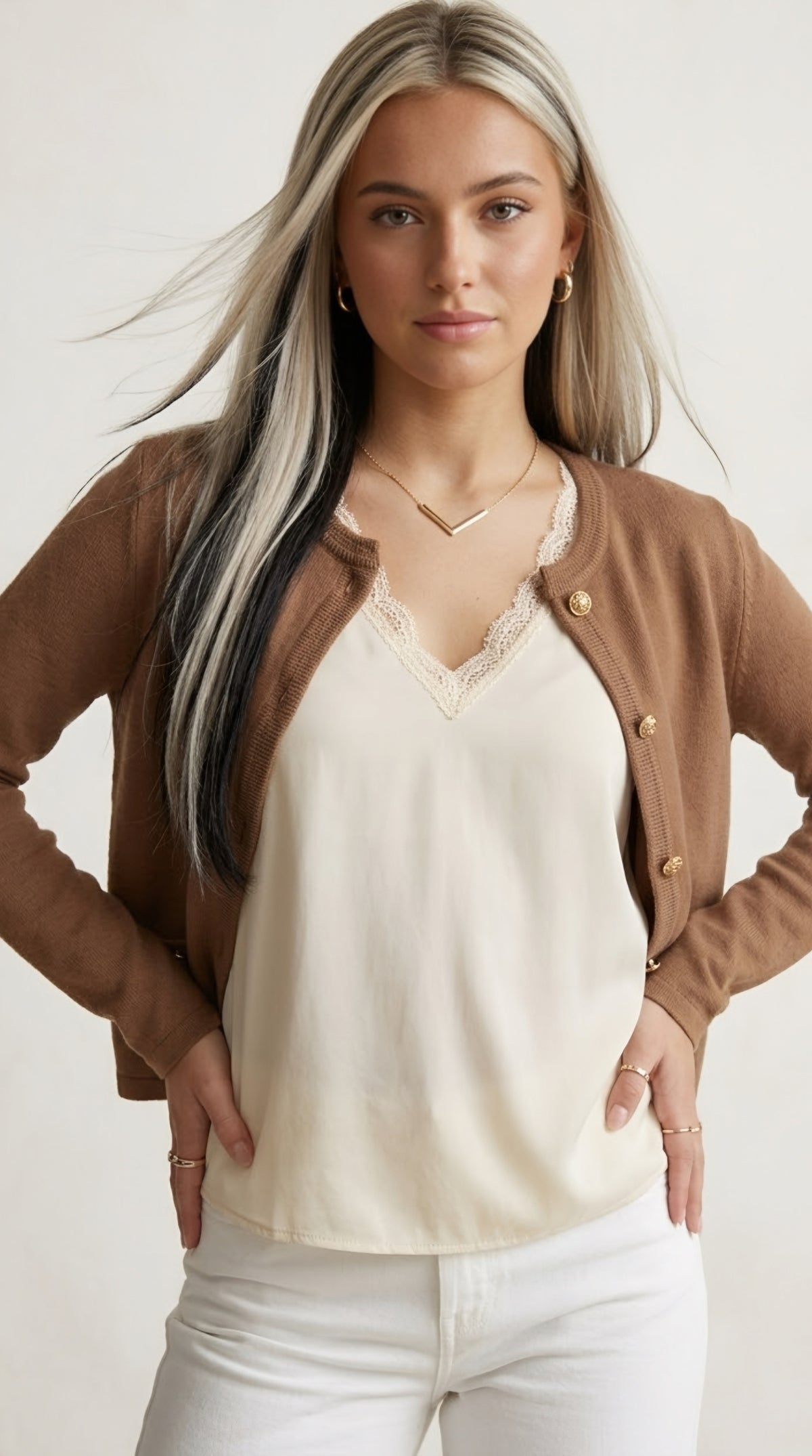 Dorée Gold Button Cardigan
