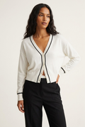 Contour White Contrast Trim Cardigan