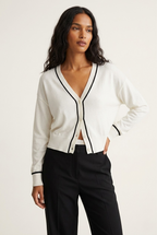 Contour White Contrast Trim Cardigan