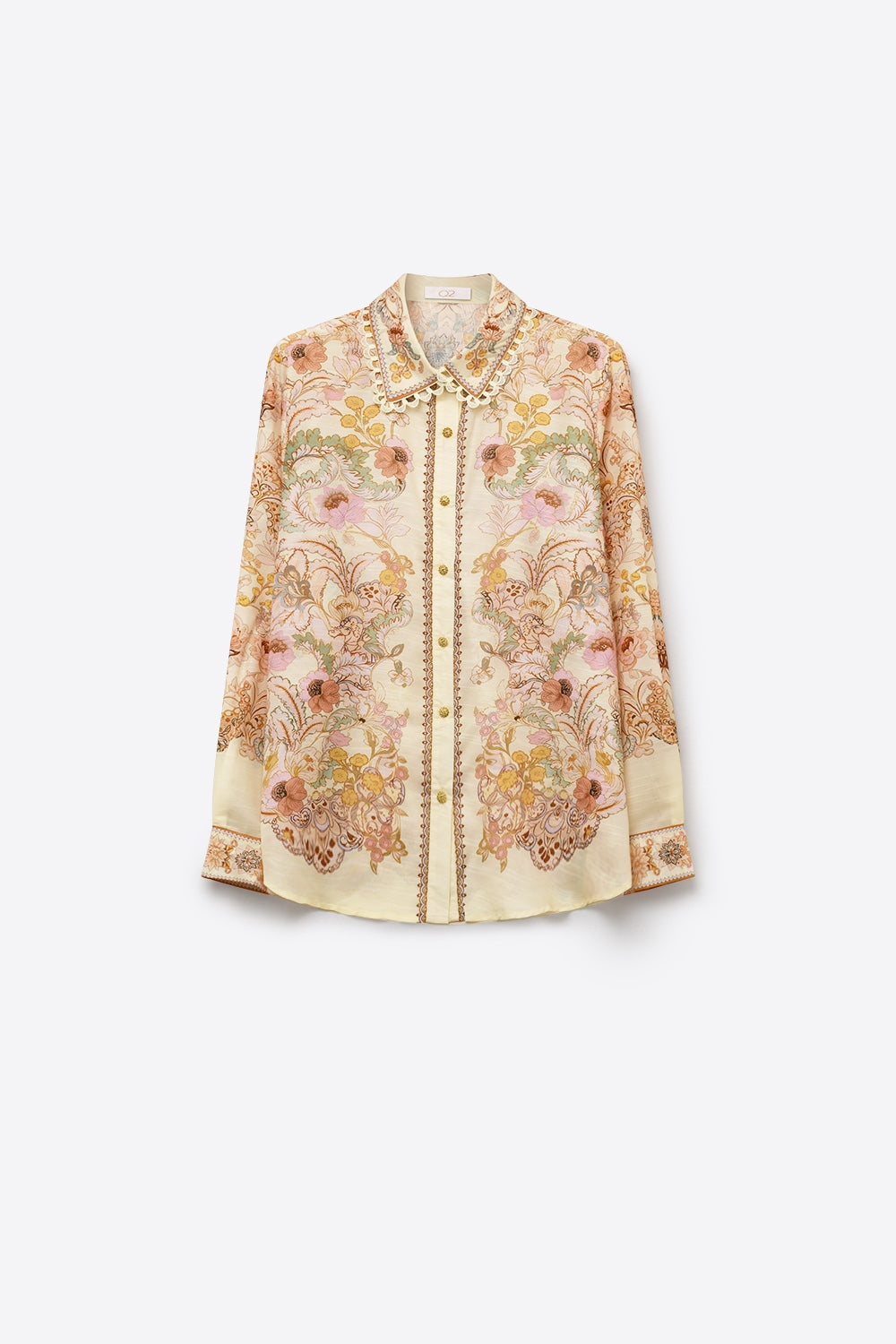 Dentelle Floral Lace Trim Shirt