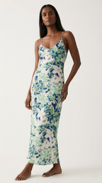 Feuillage Floral Open Back Maxi Dress