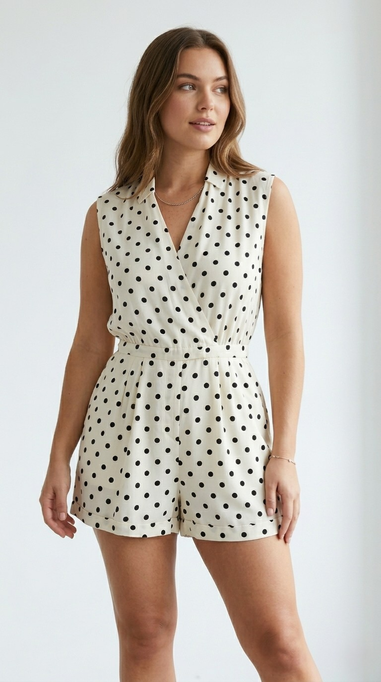 Pois Wrap Polka Dot Playsuit