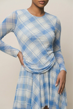Celeste Mesh Plaid Asymmetrical Dress