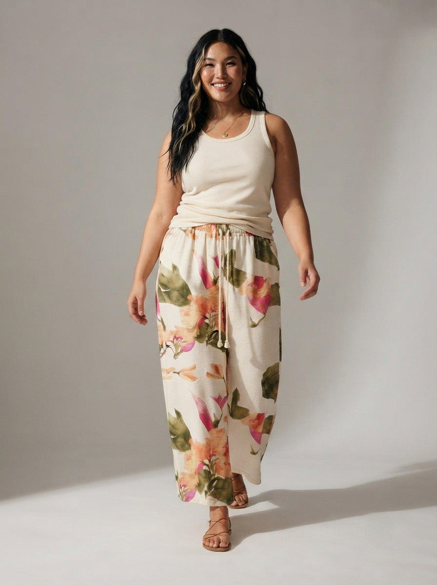 Aquarelle Floral Wide Leg Pants