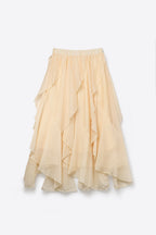 Celeste Ruffle Tiered Asymmetrical Midi Skirt