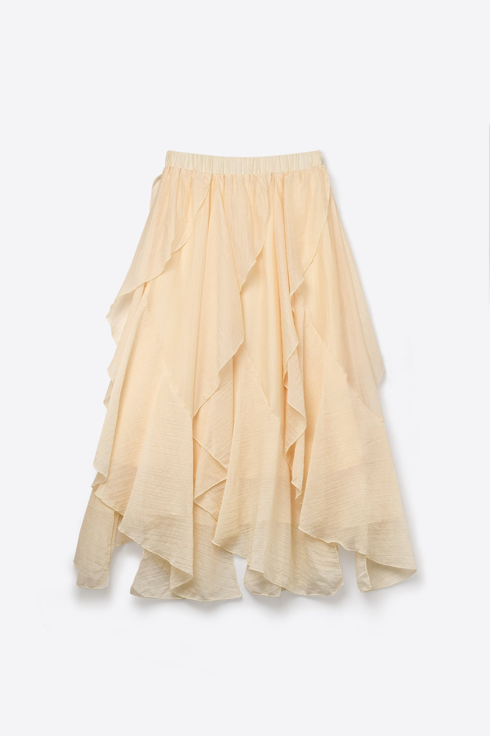 Celeste Ruffle Tiered Asymmetrical Midi Skirt