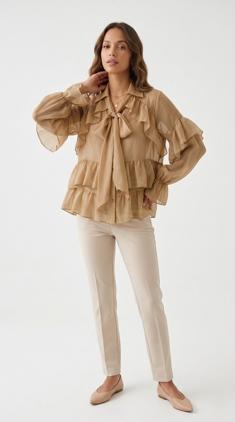 Volant Ruffled Chiffon Blouse