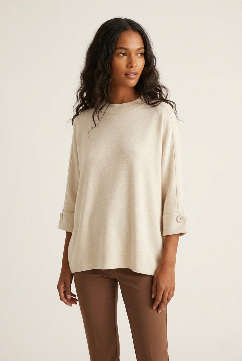 Nacelle Button Sleeve Knit Sweater