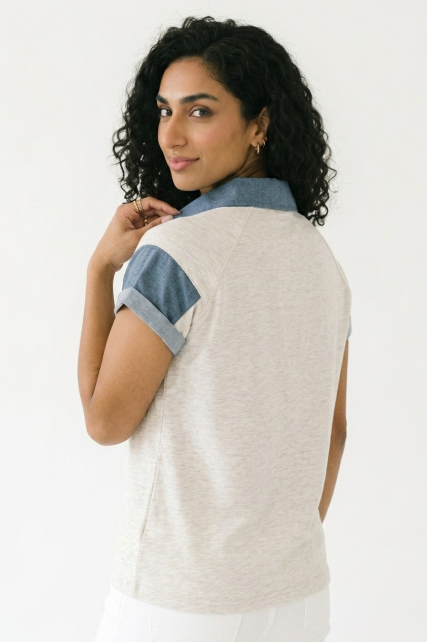 Colette Contrast Collar Henley