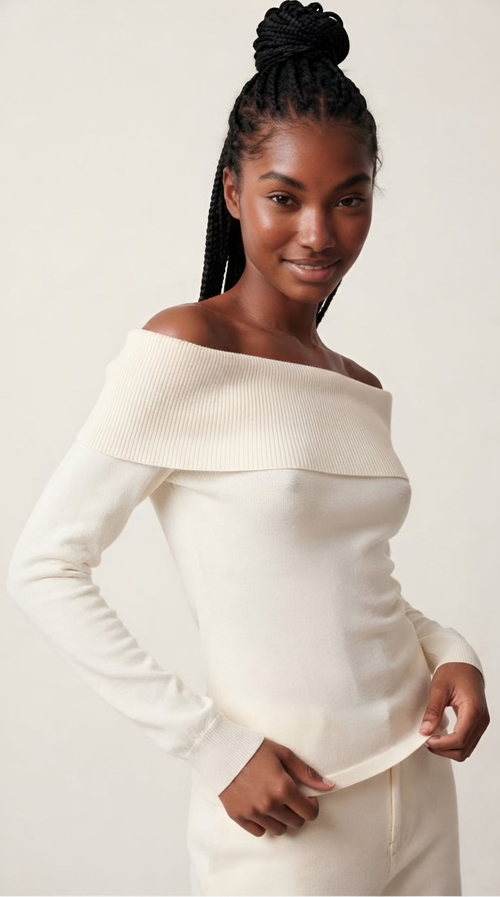 Bardot Ribbed Off Shoulder Sweater