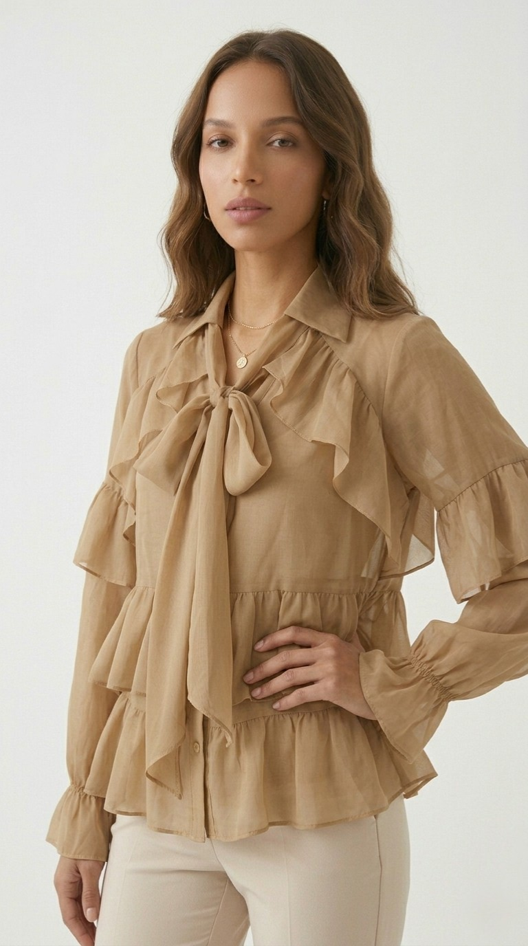 Volant Ruffled Chiffon Blouse