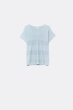 Onde Baby Blue Stripe Texture Knit Sweater