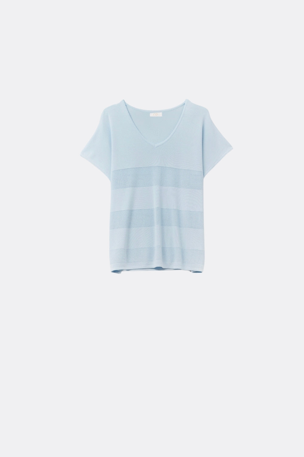 Onde Baby Blue Stripe Texture Knit Sweater