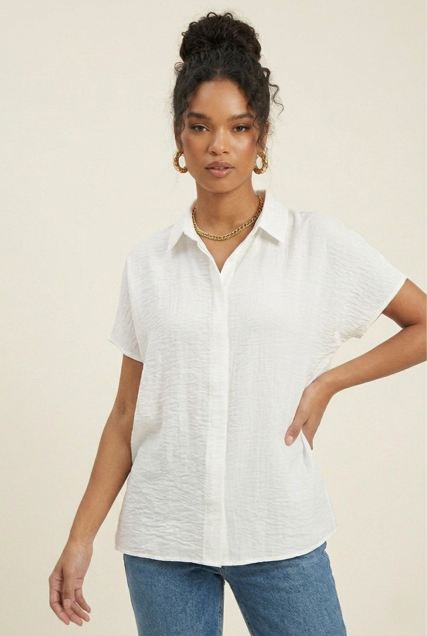 Crêpe Textured Collared Shirt